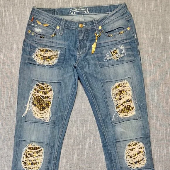 Robin's Jean Blue Straight Leg Jeans with Gold Accents - Picture 2 of 15